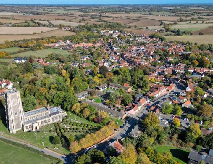 An arial view of Lavenham